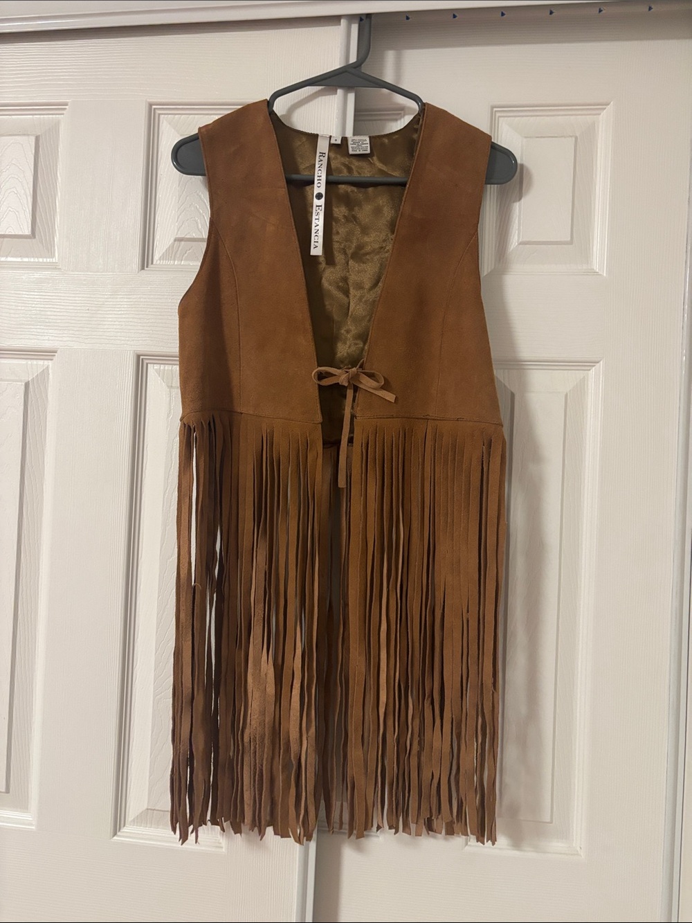 Rancho Estancia Suede Fringe Vest in Chestnut,cattle hide ,leather